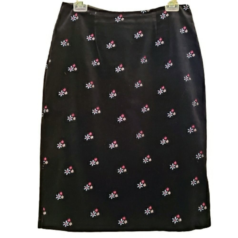 Hanna Andersson black Velvet floral skirt 8